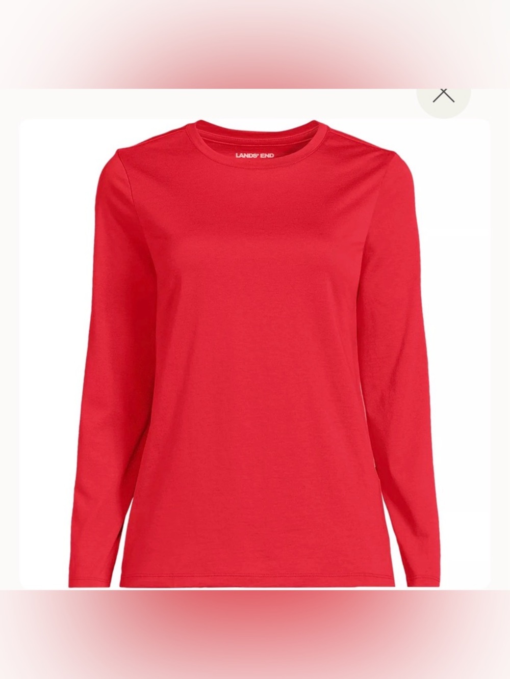 NWT, Lands End, Women’s Supíma, long sleeve red tshirt, medium, Y78